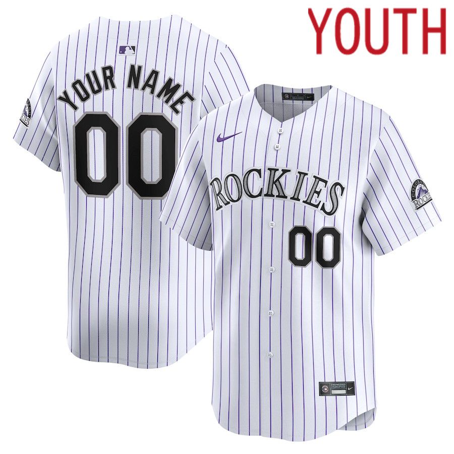 Youth Colorado Rockies Nike White Home Limited Custom MLB Jersey->->Custom Jersey
